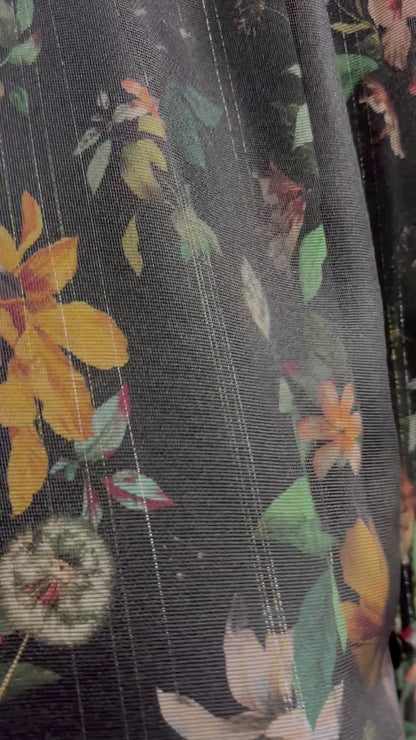 フラワーラメプリントオーガンジーパンツ