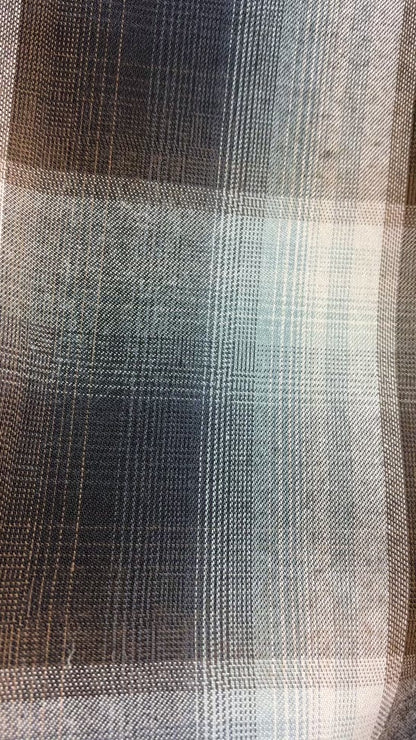 マドラスチェックボリュームブラウス（ブラウン）